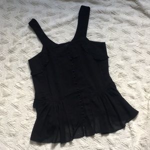 Romeo & Juliet Couture black ruffle sheer tank szl